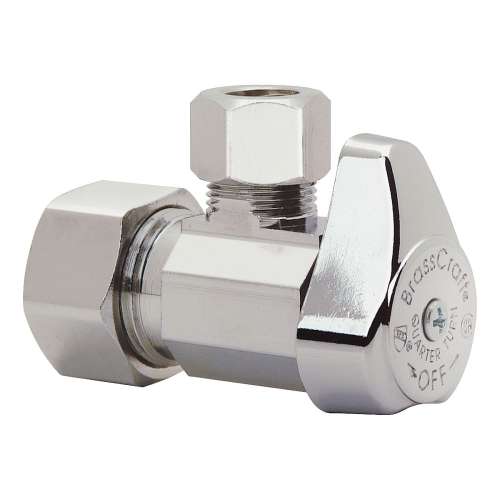 1/2 in. Nom Comp x 3/8 in. O.D. Comp - Angle 1/4 Turn Stop