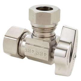 1/2 in. Nom Comp x 7/16 in. & 1/2 in. Slip-Joint - Angle 1/4 Turn Ball Stop