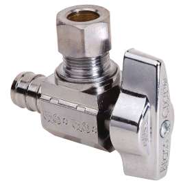1/2 in. Nom Barb x 3/8 in. O.D. Comp Crimp PEX - Angle 1/4 Turn Ball Stop