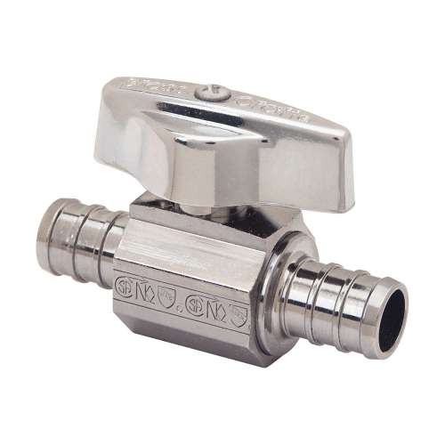 1/2 in. Nom Barb x 1/2 in. Nom Barb Crimp PEX - Straight 1/4 Turn Ball Stop