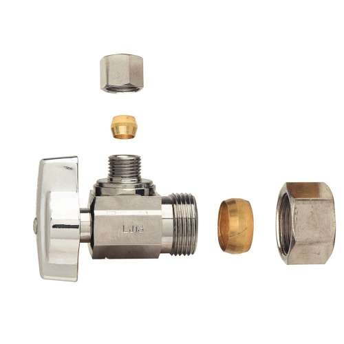 1/2 in. Nom Comp x 1/4 in. O.D. Comp - Angle 1/4 Turn Ball Stop