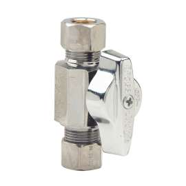 1/4 in. Nom Comp x 3/8 in. O.D. Comp - Straight 1/4 Turn Ball Stop