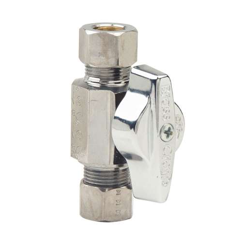 1/4 in. Nom Comp x 3/8 in. O.D. Comp - Straight 1/4 Turn Ball Stop