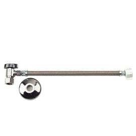 1/2 in. Nom Comp x 3/8 in. O.D. Comp 3/8 in. Comp x 7/8 in. Ballcock Toilet 1/4 Turn Ball Angle Stop, Braided Polymer Connector