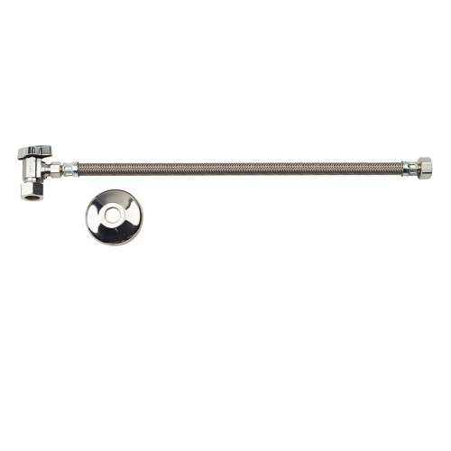 KTCR19B16AX C 1/2 in. Nom Comp x 3/8 in. O.D. Comp 3/8 in. Comp x 1/2 in. FIP Faucet 1/4 Turn Ball Angle Stop, Braided Polymer Connector