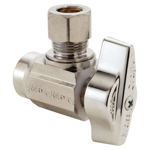 1/2 in. Nom Sweat x 3/8 in. O.D. Comp - Angle 1/4 Turn Ball Stop