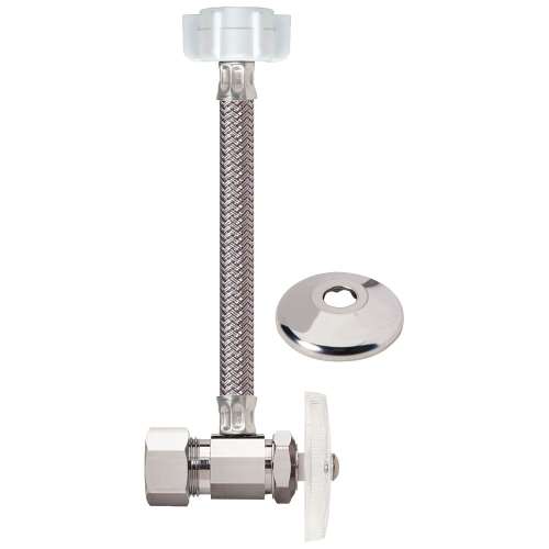1/2 in. Nom Comp x 7/8 in. Ballcock Toilet Multi-Turn One-Piece Supply - Angle Stop, Braided Polymer Connector