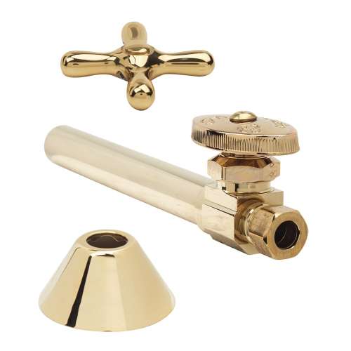 1/2 in. Nom Sweat x 3/8 in. O.D. Comp With Cross Handle and Bell Escutcheon - Straight with 5