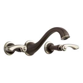 Less Handles Wall Mount Lavatory Faucet in Polished Nickel/Cocoa Bronze