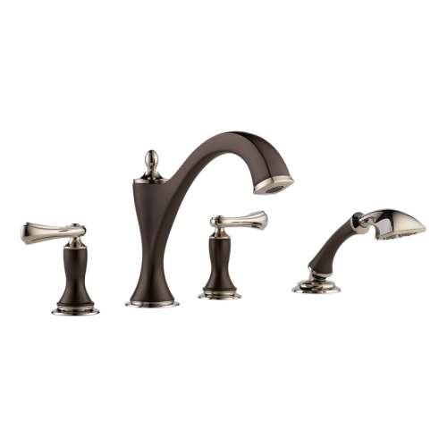 Less Handles Roman Tub Trim With Hand Shower in Polished Nickel/Cocoa Bronze