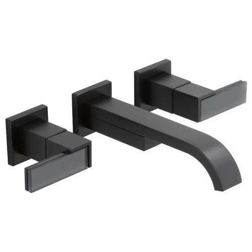 Wall-Mount Vessel Lavatory Faucet Less Handles in Matte Black Finish, 1.2gpm Flow Rate