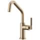 Bar Faucet with Angled Spout and Knurled Handle in Luxe Gold Finish