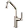 Bar Faucet with Angled Spout and Knurled Handle in Stainless Finish