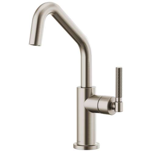 Bar Faucet with Angled Spout and Knurled Handle in Stainless Finish