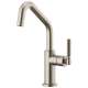 Bar Faucet with Angled Spout and Knurled Handle in Stainless Finish