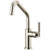 Bar Faucet with Angled Spout and Knurled Handle in Polished Nickel Finish