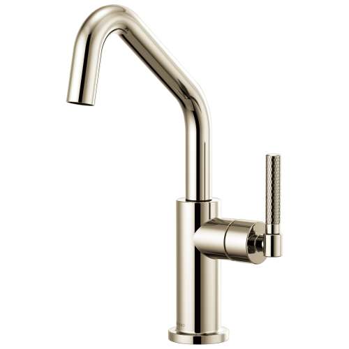 Bar Faucet with Angled Spout and Knurled Handle in Polished Nickel Finish