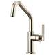 Bar Faucet with Angled Spout and Knurled Handle in Polished Nickel Finish