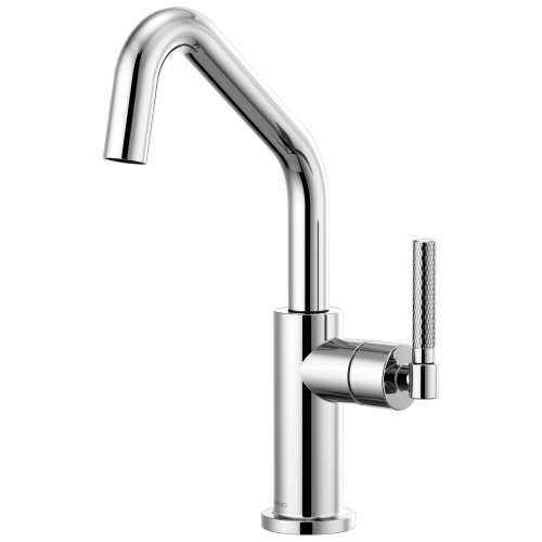 Bar Faucet with Angled Spout and Knurled Handle in Chrome Finish