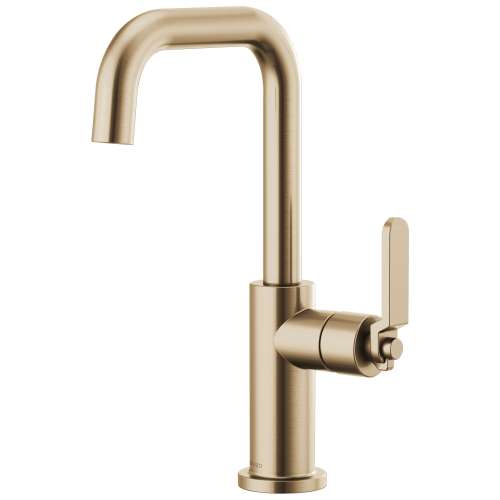 Bar Faucet with Square Spout and Industrial Handle in Luxe Gold Finish