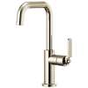 Bar Faucet with Square Spout and Industrial Handle in Polished Nickel Finish
