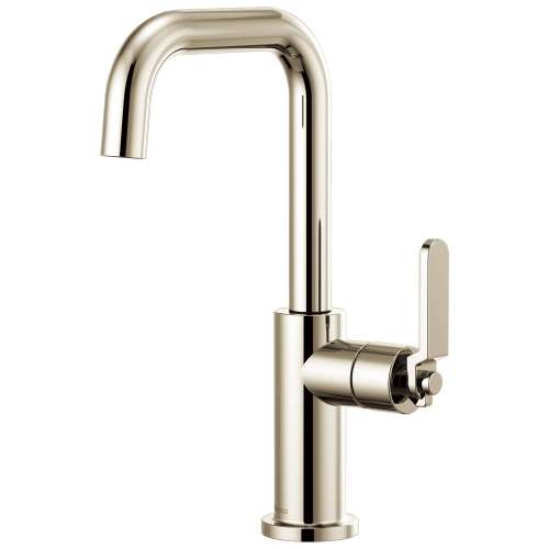 Bar Faucet with Square Spout and Industrial Handle in Polished Nickel Finish