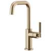 Bar Faucet with Square Spout and Knurled Handle in Luxe Gold Finish