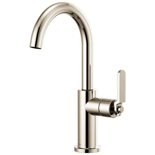Bar Faucet with Arc Spout and Industrial Handle in Polished Nickel Finish