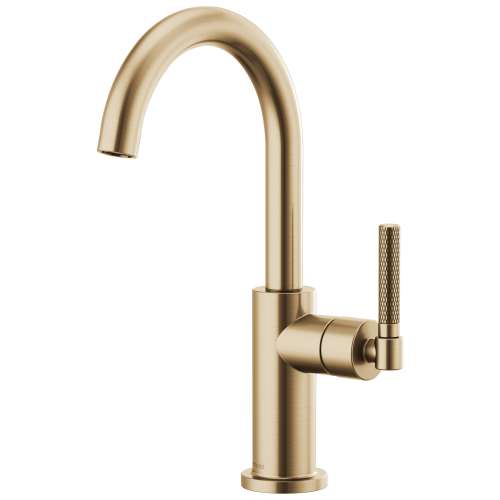 Bar Faucet with Arc Spout and Knurled Handle in Luxe Gold Finish