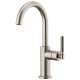 Bar Faucet with Arc Spout and Knurled Handle in Stainless Finish