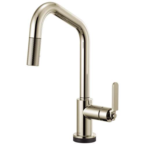 SmartTouch Pull-Down Faucet with Angled Spout and Industrial Handle in Polished Nickel Finish