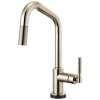 SmartTouch Pull-Down Faucet with Angled Spout and Knurled Handle in Polished Nickel Finish