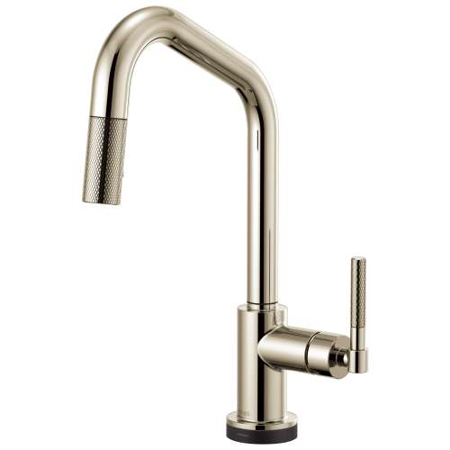 SmartTouch Pull-Down Faucet with Angled Spout and Knurled Handle in Polished Nickel Finish