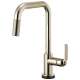 SmartTouch Pull-Down Faucet with Square Spout and Industrial Handle in Polished Nickel Finish
