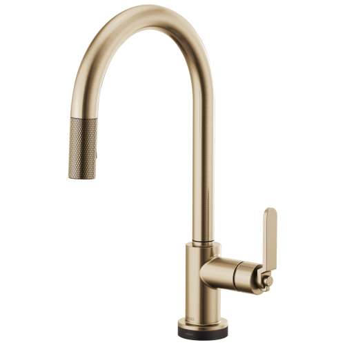 SmartTouch Pull-Down Faucet with Arc Spout and Industrial Handle in Luxe Gold Finish