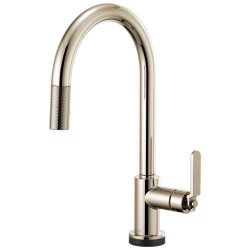 SmartTouch Pull-Down Faucet with Arc Spout and Industrial Handle in Polished Nickel Finish