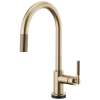 SmartTouch Pull-Down Faucet with Arc Spout and Knurled Handle in Luxe Gold Finish