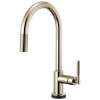 SmartTouch Pull-Down Faucet with Arc Spout and Knurled Handle in Polished Nickel Finish
