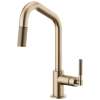 Pull-Down Faucet with Angled Spout and Knurled Handle in Luxe Gold Finish