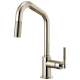 Pull-Down Faucet with Angled Spout and Knurled Handle in Polished Nickel Finish