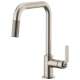 Pull-Down Faucet with Square Spout and Industrial Handle in Stainless Finish