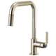 Pull-Down Faucet with Square Spout and Industrial Handle in Polished Nickel Finish