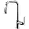 Pull-Down Faucet with Square Spout and Industrial Handle in Chrome Finish