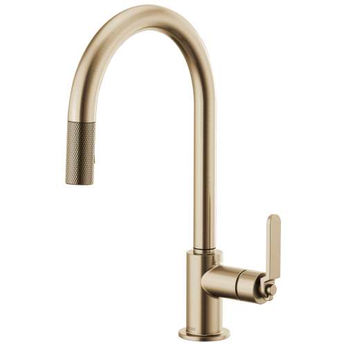 Pull-Down Faucet with Arc Spout and Industrial Handle in Luxe Gold Finish