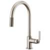 Pull-Down Faucet with Arc Spout and Industrial Handle in Stainless Finish