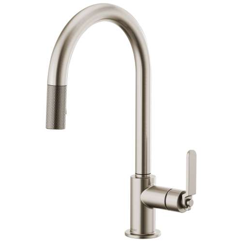 Pull-Down Faucet with Arc Spout and Industrial Handle in Stainless Finish