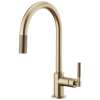 Pull-Down Faucet with Arc Spout and Knurled Handle in Luxe Gold Finish