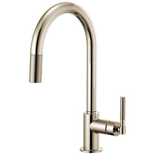 Pull-Down Faucet with Arc Spout and Knurled Handle in Polished Nickel Finish
