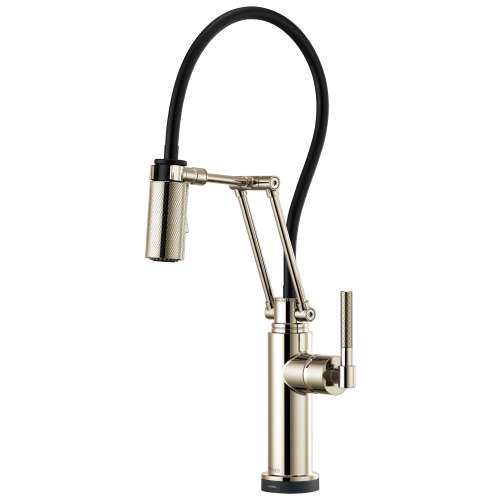 SmartTouch Articulating Faucet with Knurled Handle in Polished Nickel Finish