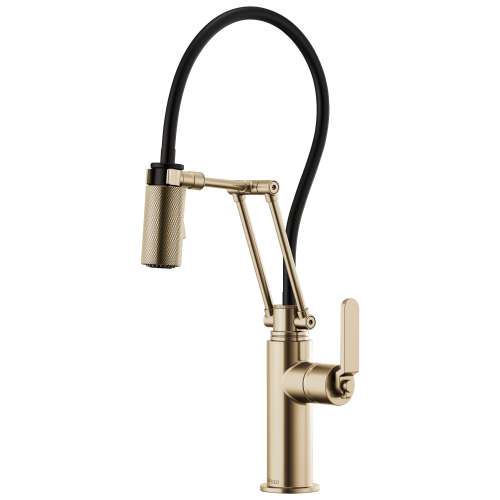 Articulating Faucet with Industrial Handle in Luxe Gold Finish